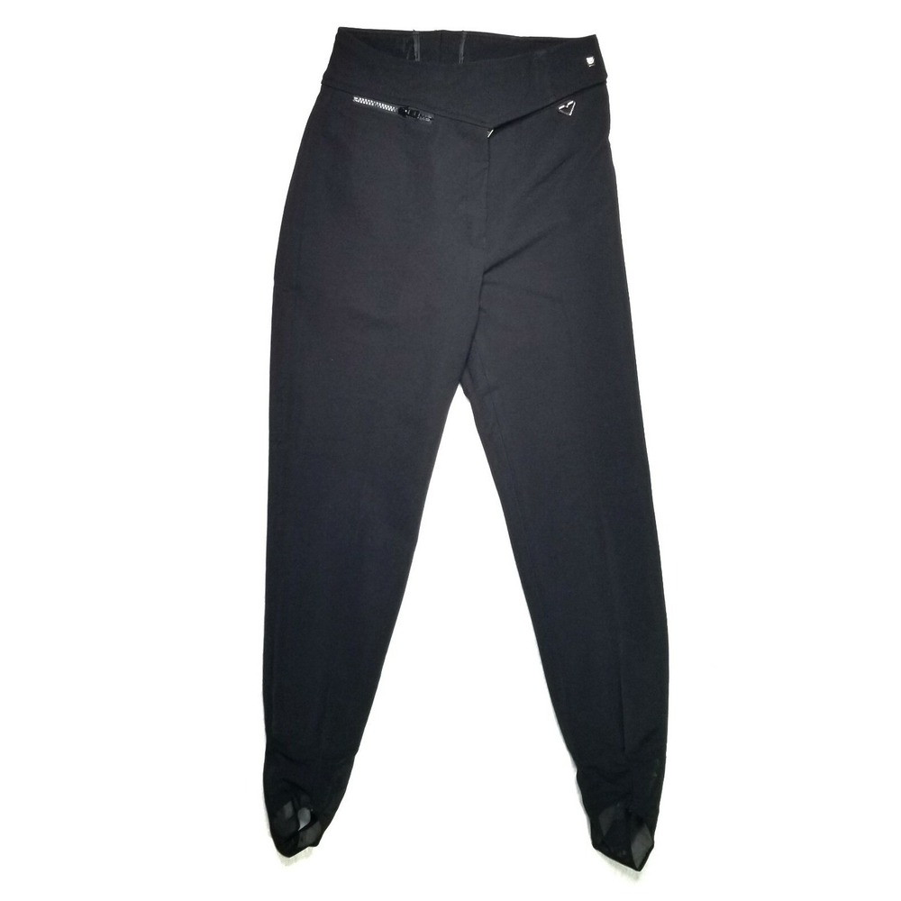 Vintage Obermeyer Ski Pants Women 8 Black Wool Blend Stirrup High Waist 25"